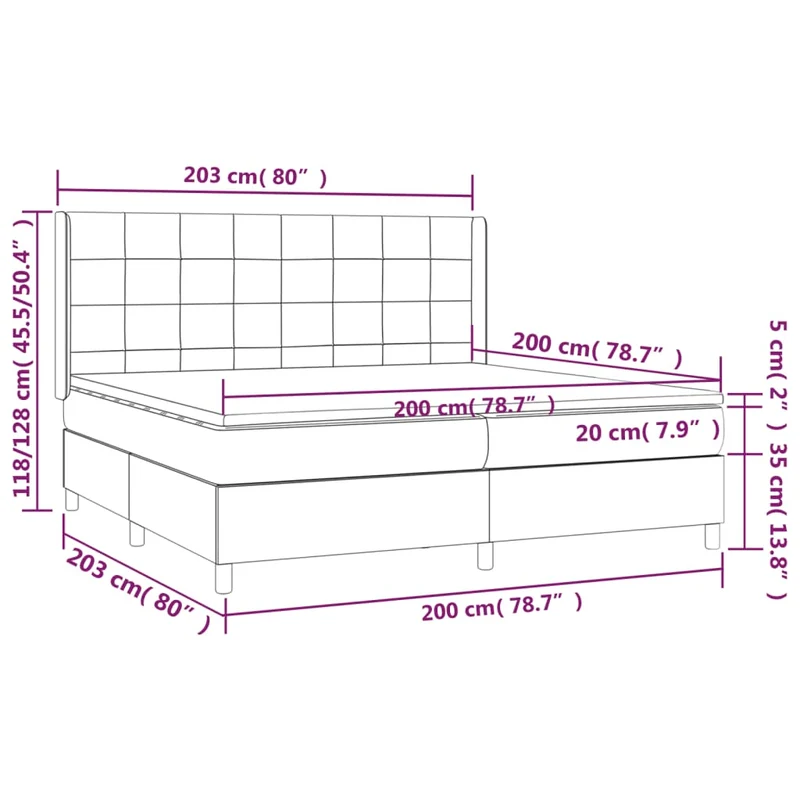 Cadre de lit LED avec sommier tête de lit matelas surmatelas 200x200 cm tissu velours gris clair TDL0207760