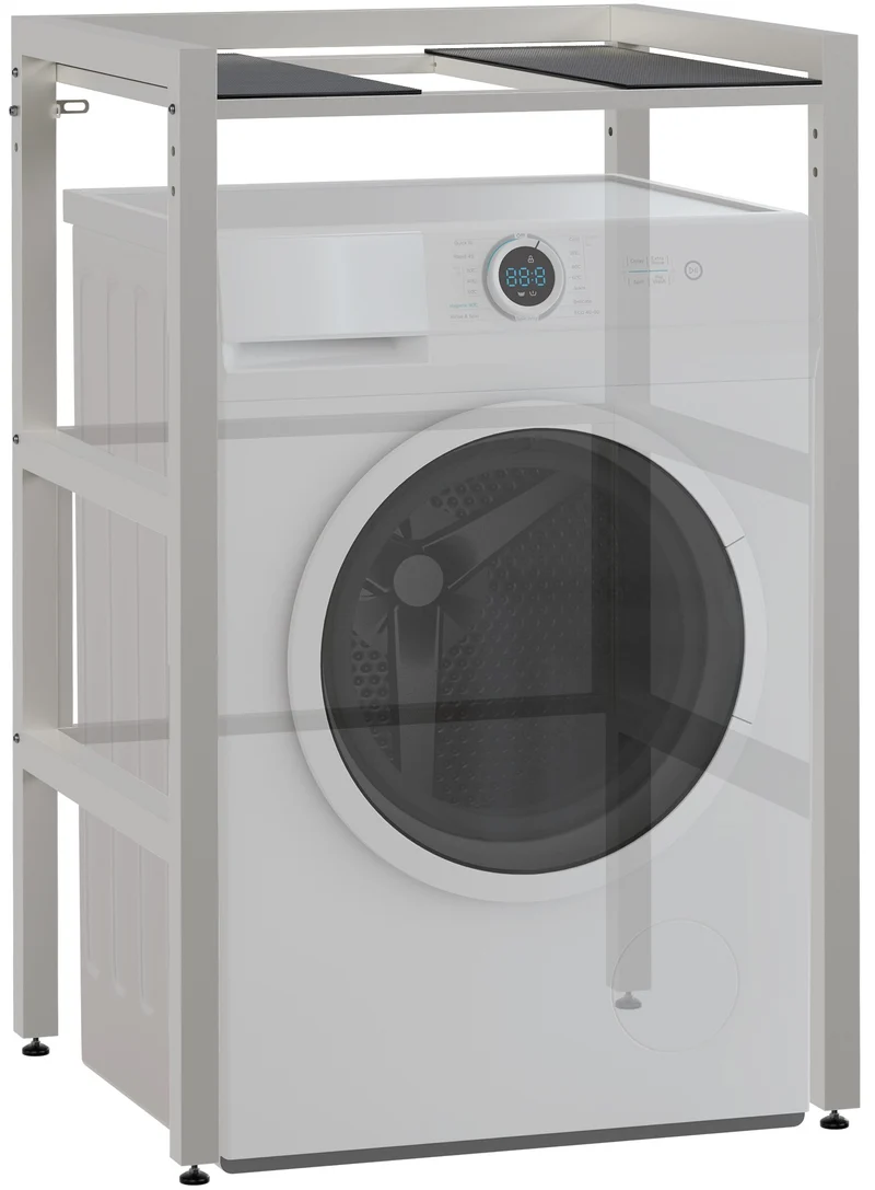 Étagère superposée pour machine à laver et sèche-linge 73 × 60 × 110 cm métal blanc 300 kg 10_0008370