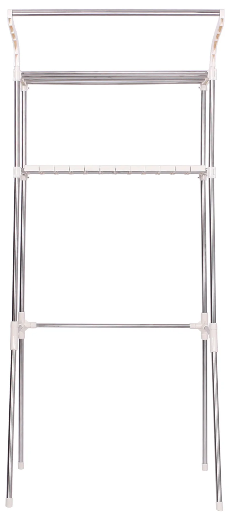Étagère sur machine à laver en acier 70 cm avec 2 niveaux de rangement et tringle à vêtements 10_0008369