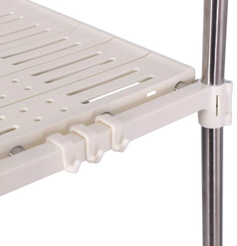 Étagère sur machine à laver en acier 70 cm avec 2 niveaux de rangement et tringle à vêtements 10_0008369