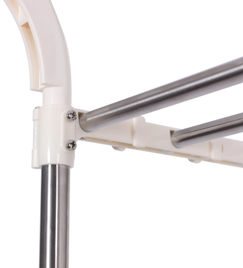 Étagère sur machine à laver en acier 70 cm avec 2 niveaux de rangement et tringle à vêtements 10_0008369