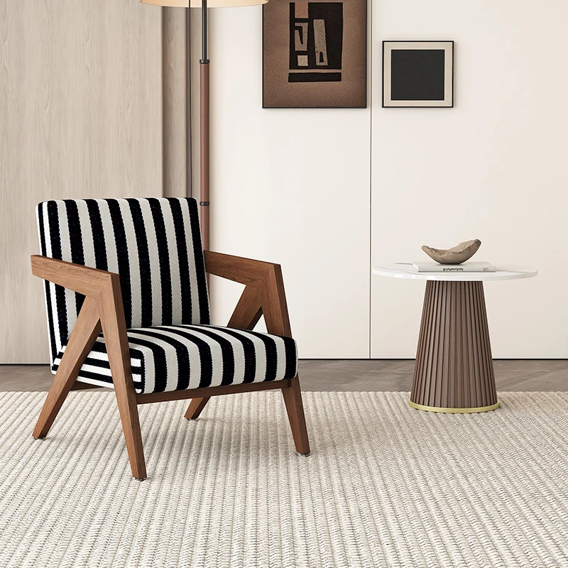 Traditional Chinese Rubber Wood Linen Fabric Velvet Square Accent Chair With Backrest Armrest For Living Room