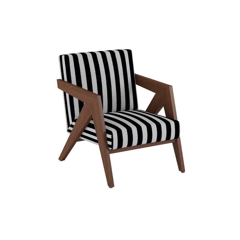 Traditional Chinese Rubber Wood Linen Fabric Velvet Square Accent Chair With Backrest Armrest For Living Room