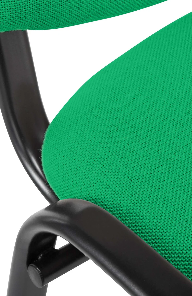 Chaise visiteur empilable zone d'attente en tissu vert piètement à 4 pieds en métal noir 10_0008876