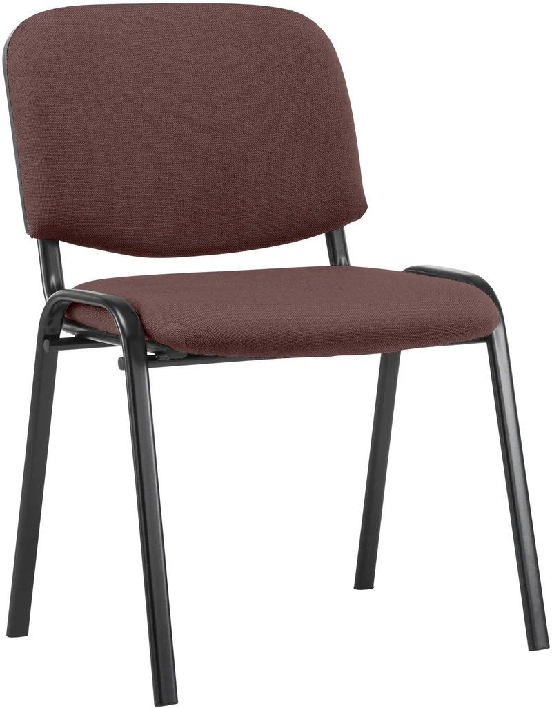 Chaise visiteur empilable zone d'attente en tissu marron piètement à 4 pieds en métal noir 10_0008565