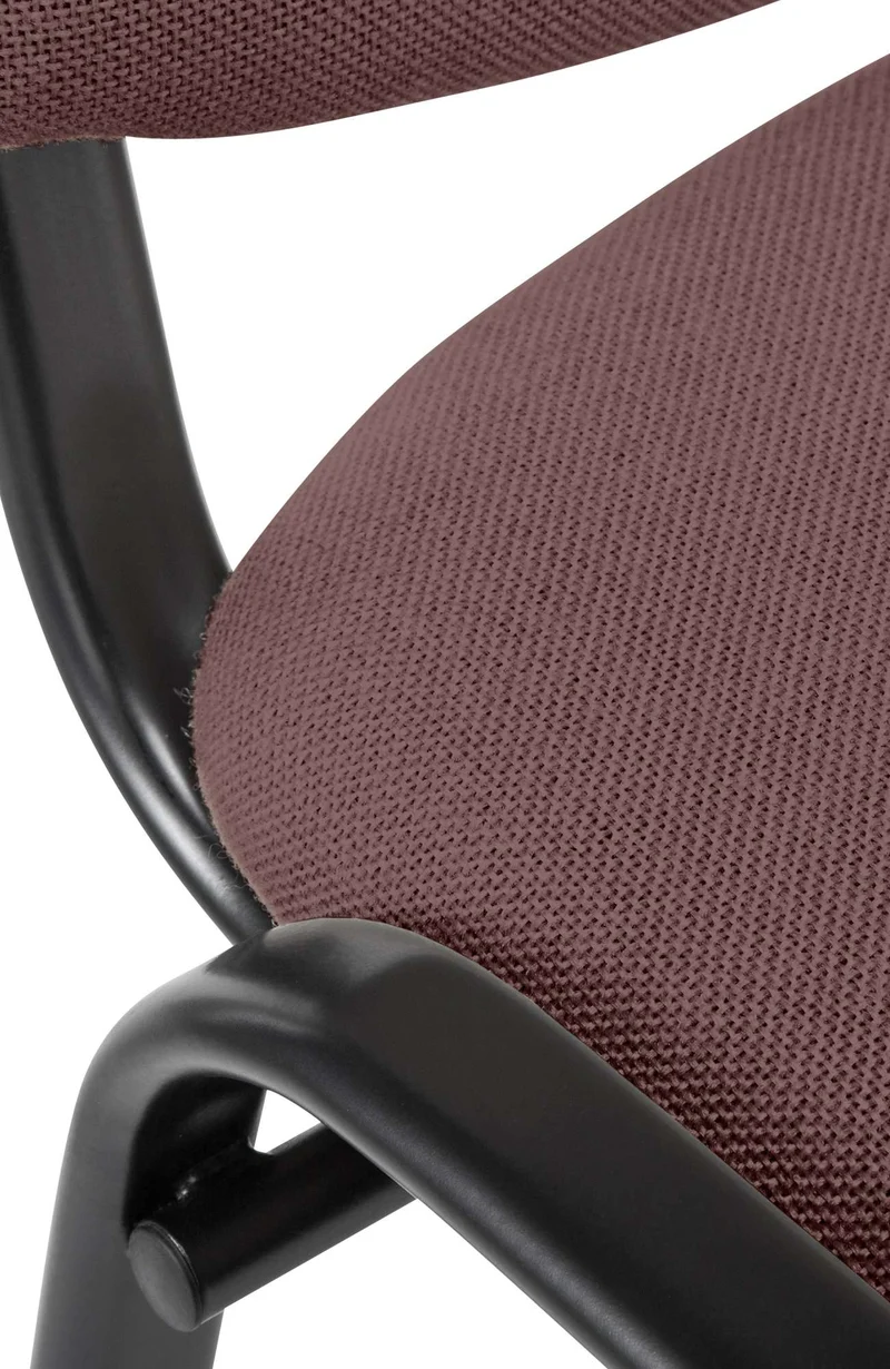 Chaise visiteur empilable zone d'attente en tissu marron piètement à 4 pieds en métal noir 10_0008565
