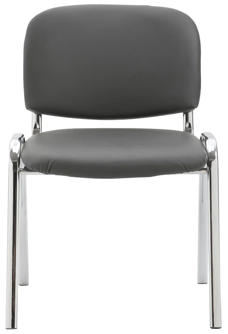 Chaise visiteur empilable zone d'attente en PVC gris piètement à 4 pieds en métal chromé 10_0008397
