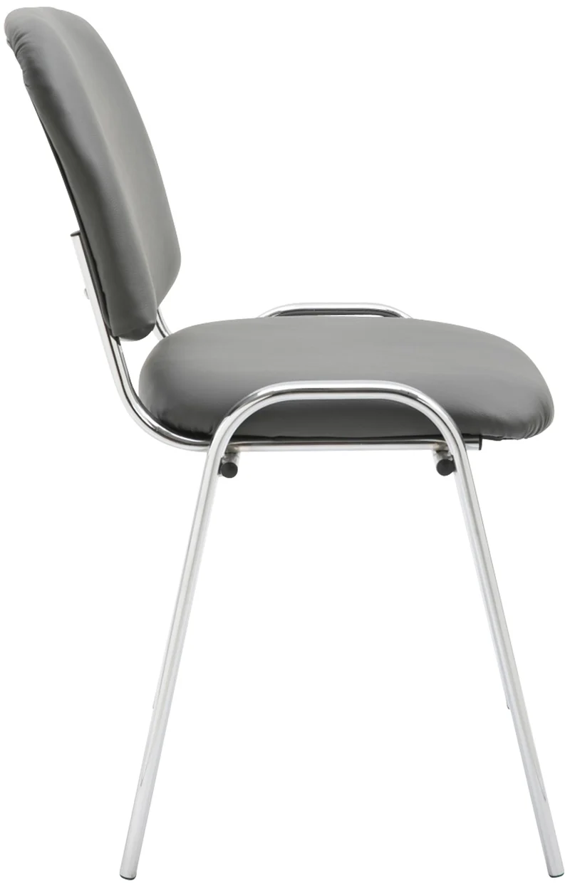 Chaise visiteur empilable zone d'attente en PVC gris piètement à 4 pieds en métal chromé 10_0008397