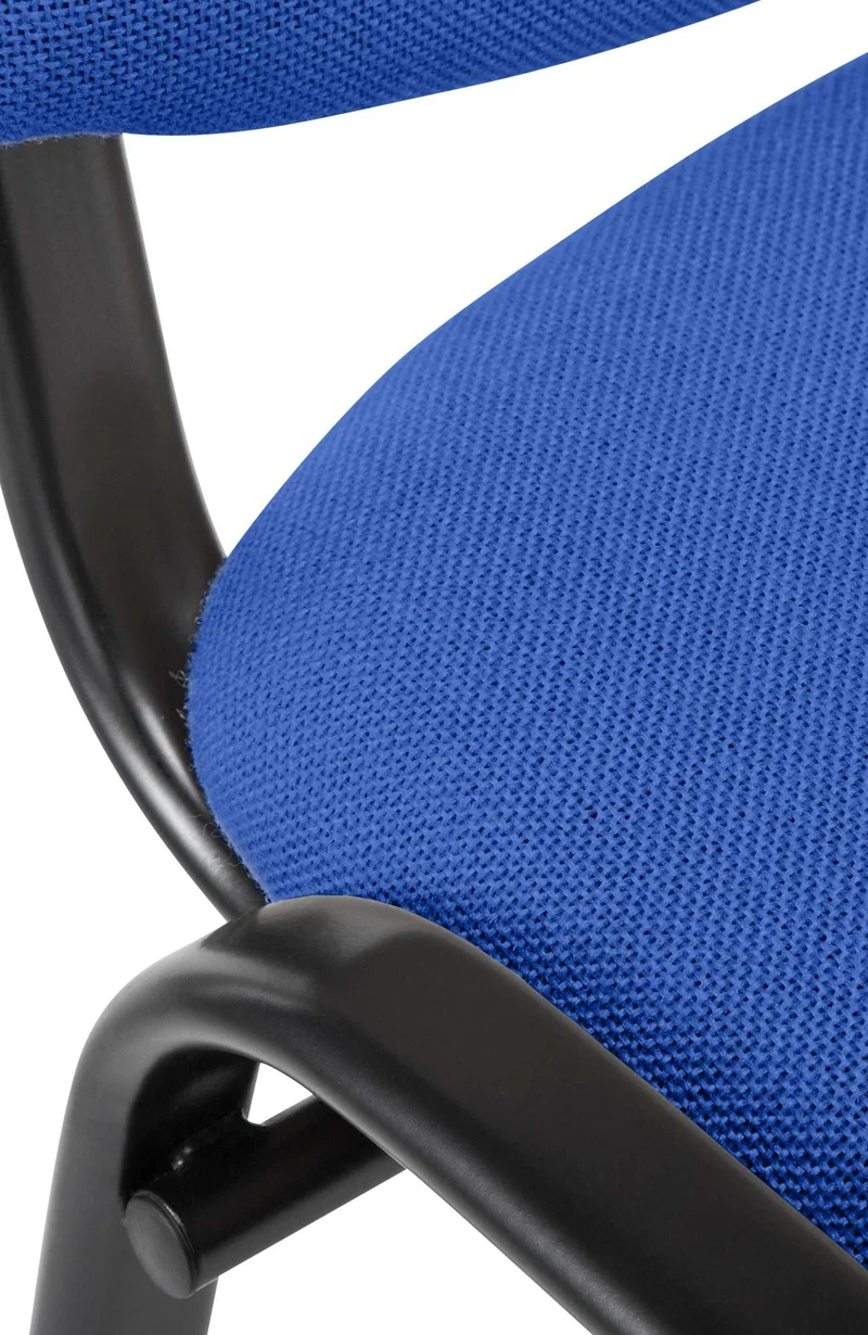 Chaise visiteur empilable zone d'attente en tissu bleu piètement à 4 pieds en métal noir 10_0008301