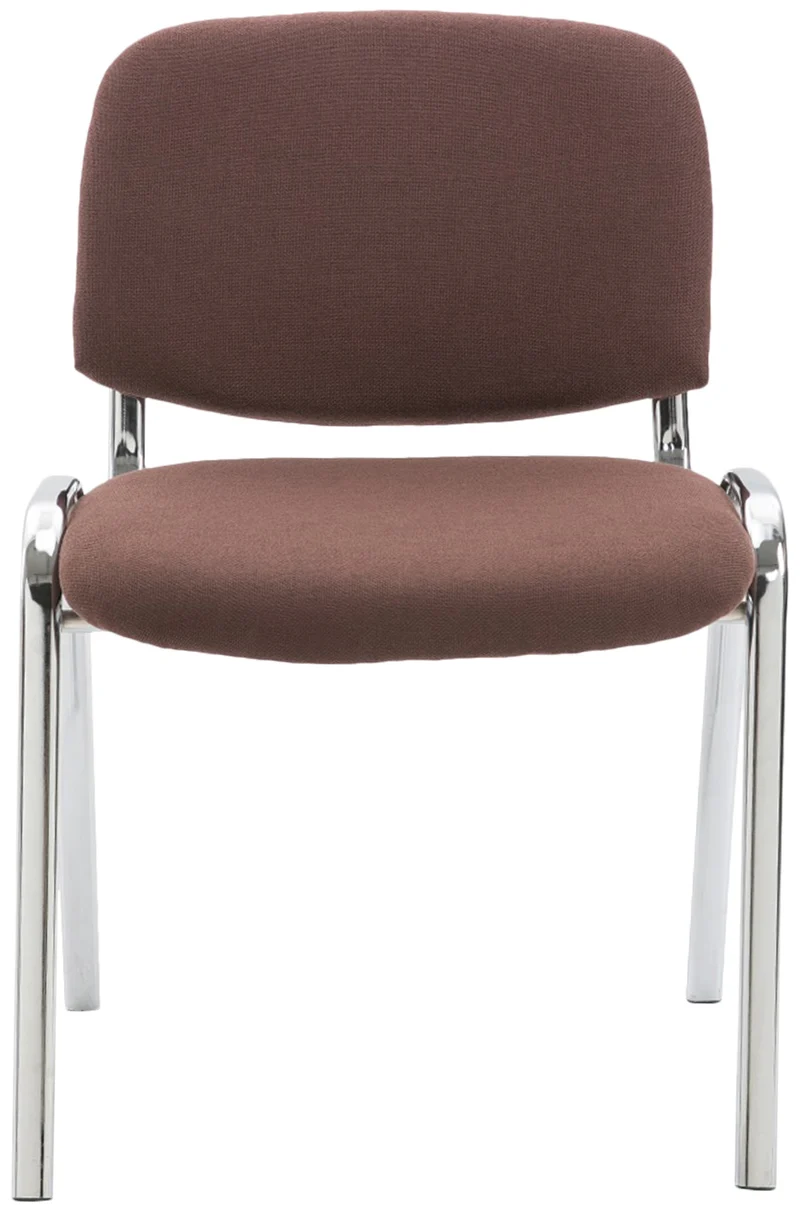 Chaise visiteur empilable zone d'attente en tissu marron piètement à 4 pieds en métal chromé 10_0008291