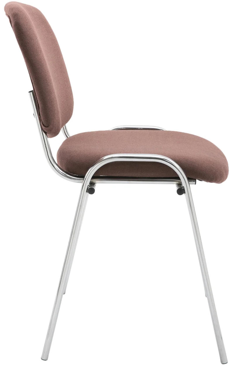Chaise visiteur empilable zone d'attente en tissu marron piètement à 4 pieds en métal chromé 10_0008291