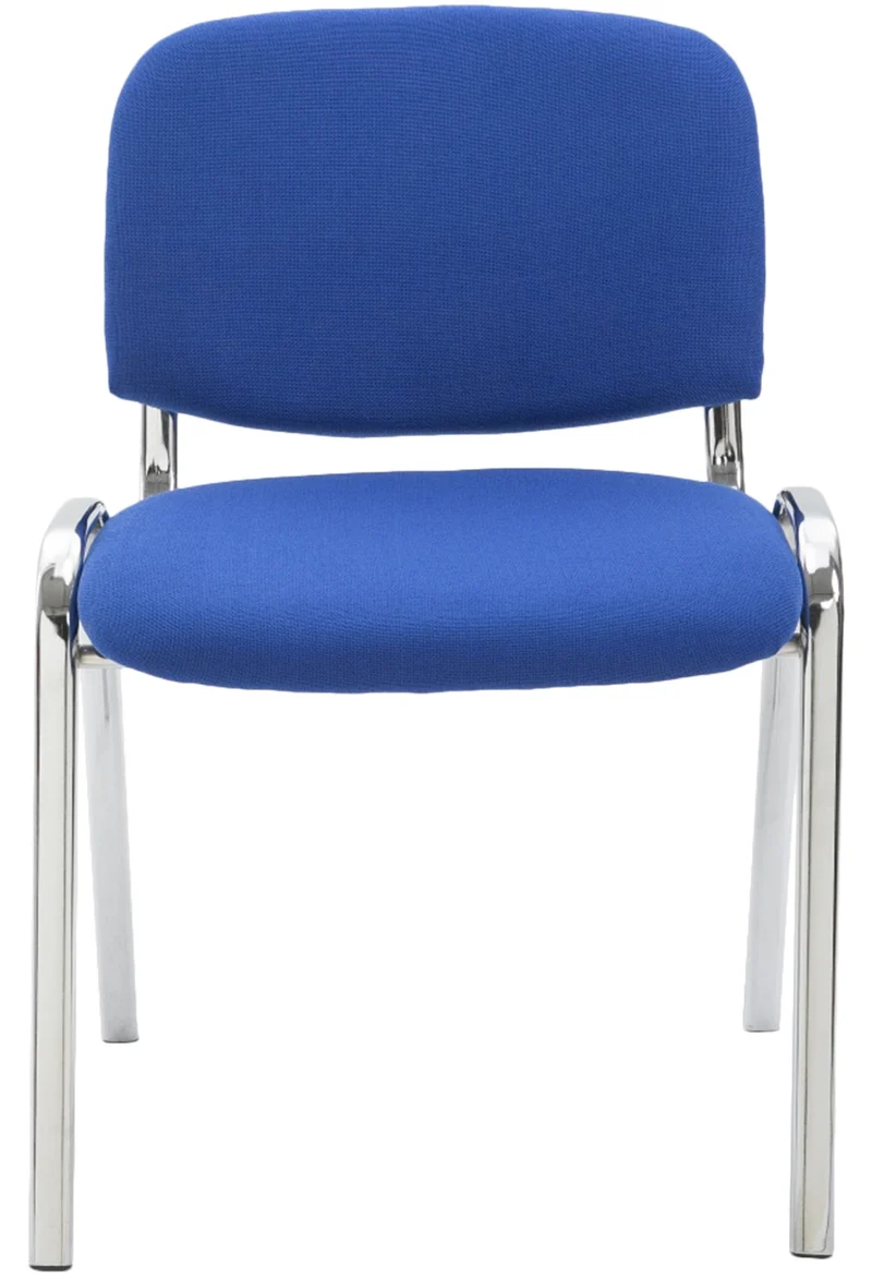 Chaise visiteur empilable zone d'attente en tissu bleu piètement à 4 pieds en métal chromé 10_0008290