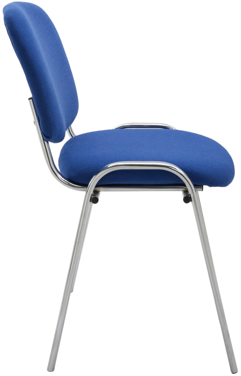 Chaise visiteur empilable zone d'attente en tissu bleu piètement à 4 pieds en métal chromé 10_0008290