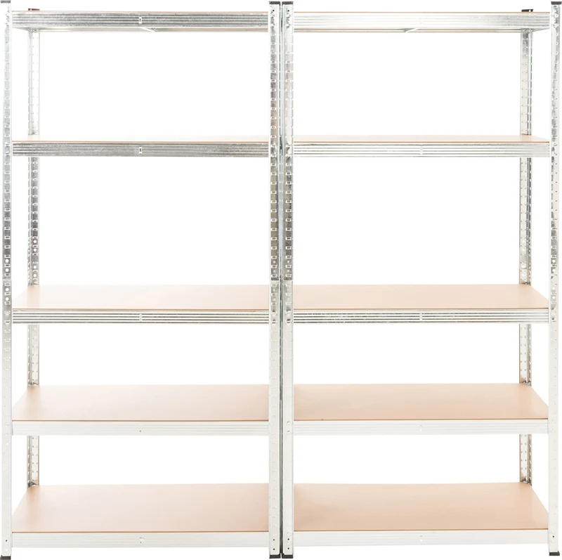 Lot de 2 étagères de rangement galvanisées 180 × 90 × 40 cm 5 tablettes MDF réglables 175 kg par niveau 10_0008949