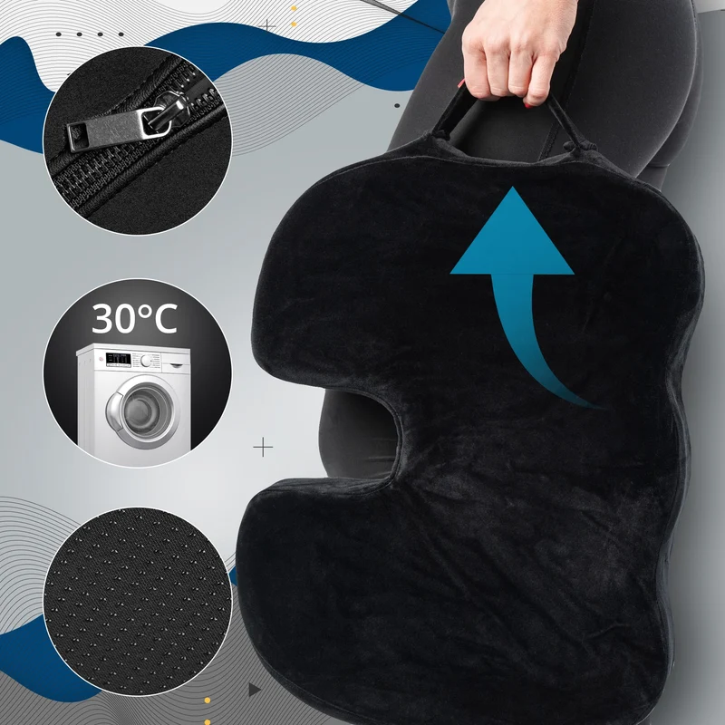 Coussin d’assise ergonomique avec gel rafraîchissant 46 × 36 × 7 cm housse lavable jusqu’à 110 kg 10_0008932