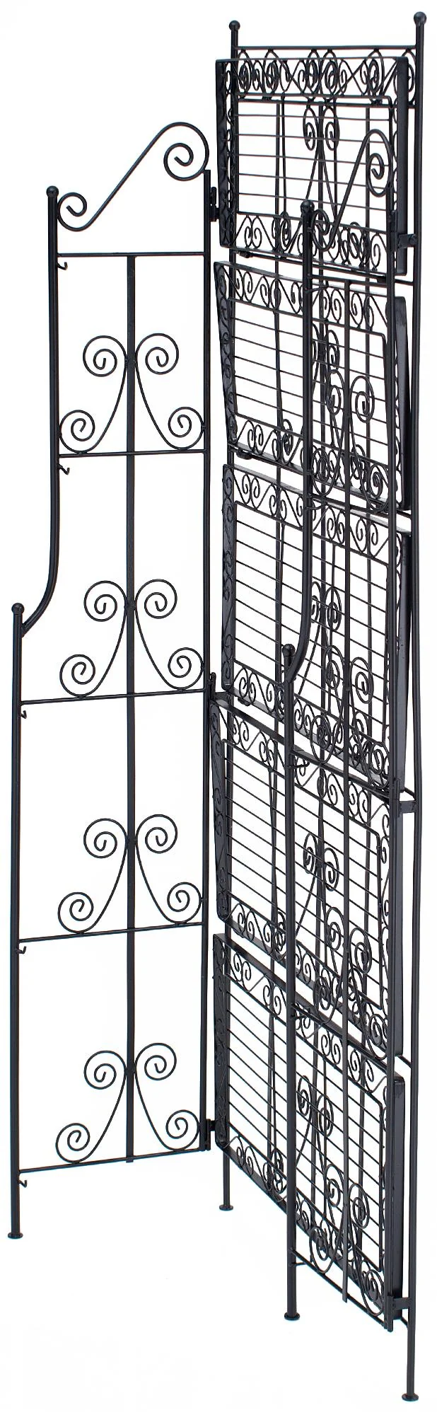Etagère sur pieds avec 5 niveaux rangement balcon terrasse salon pliable en métal noir 10_0008913