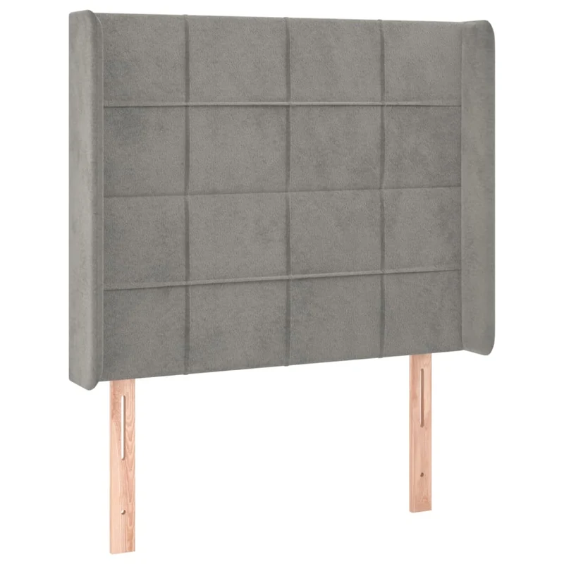 Tête de lit accessoire couchage chambre à coucher meuble avec rebord latéral 103 x 16 x 118/128 cm tissu velours gris clair TDL0205319