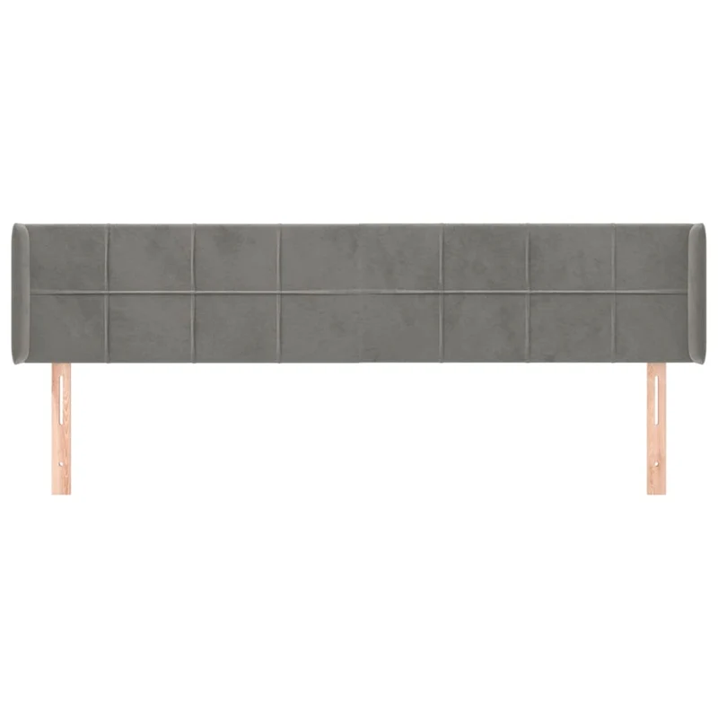Tête de lit accessoire couchage chambre à coucher meuble avec rebord latéral 203 x 16 x 78/88 cm tissu velours gris clair TDL0205173
