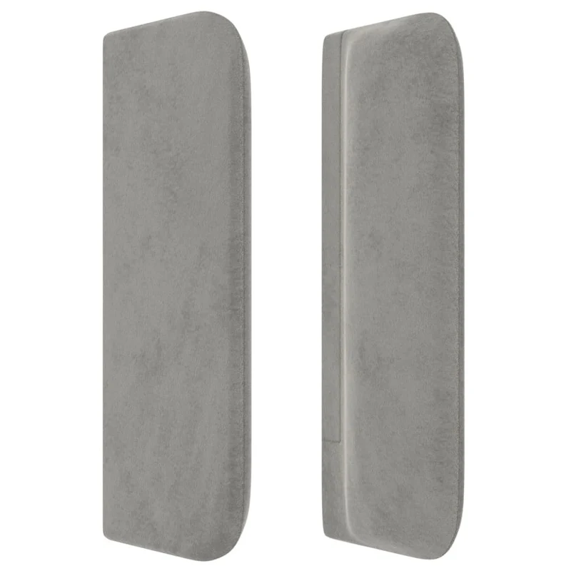 Tête de lit accessoire couchage chambre à coucher meuble avec rebord latéral 203 x 16 x 78/88 cm tissu velours gris clair TDL0205173