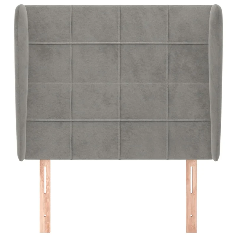 Tête de lit accessoire couchage chambre à coucher meuble avec rebord latéral 103 x 23 x 118/128 cm tissu velours gris clair TDL0205291