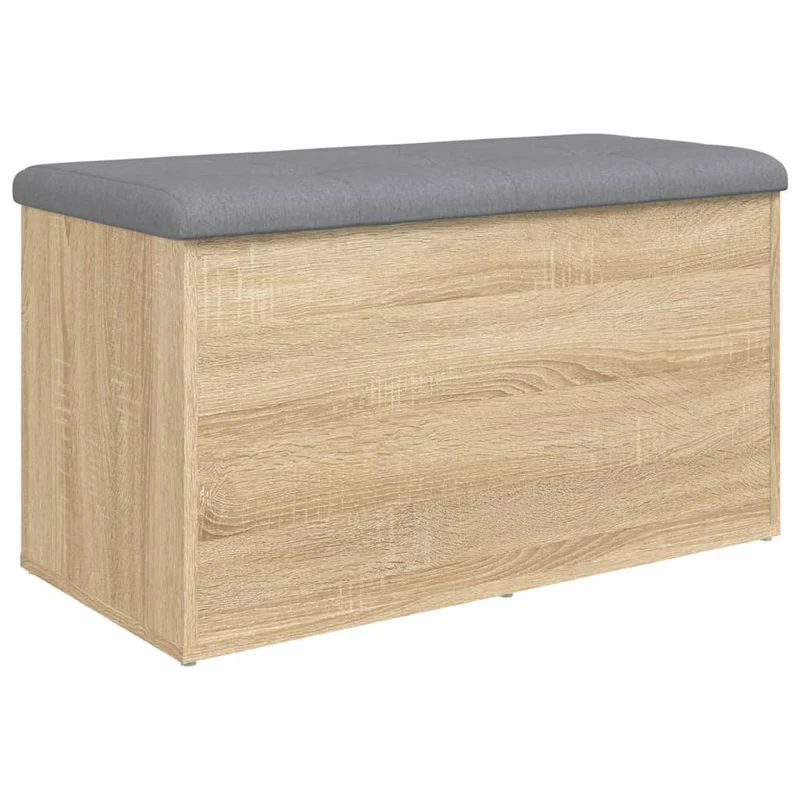 Banc banquette de rangement couleur chêne sonoma 82 x 42 x 45 cm bois d'ingénierie brun DEC024757