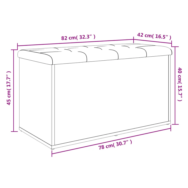 Banc banquette de rangement couleur chêne sonoma 82 x 42 x 45 cm bois d'ingénierie brun DEC024757