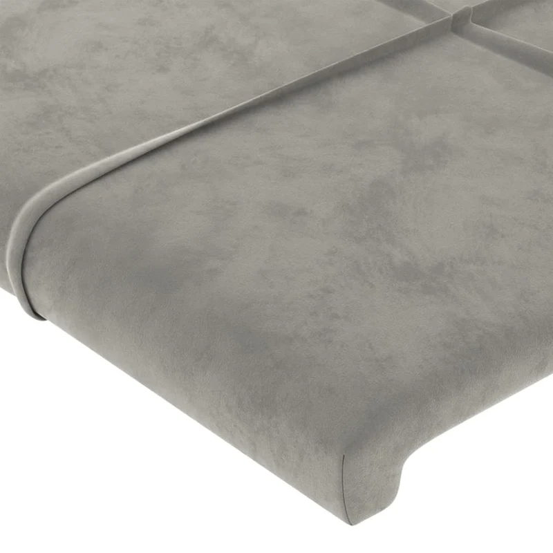 Tête de lit accessoire couchage chambre à coucher meuble à LED 200 x 5 x 78/88 cm tissu velours gris clair TDL0201313