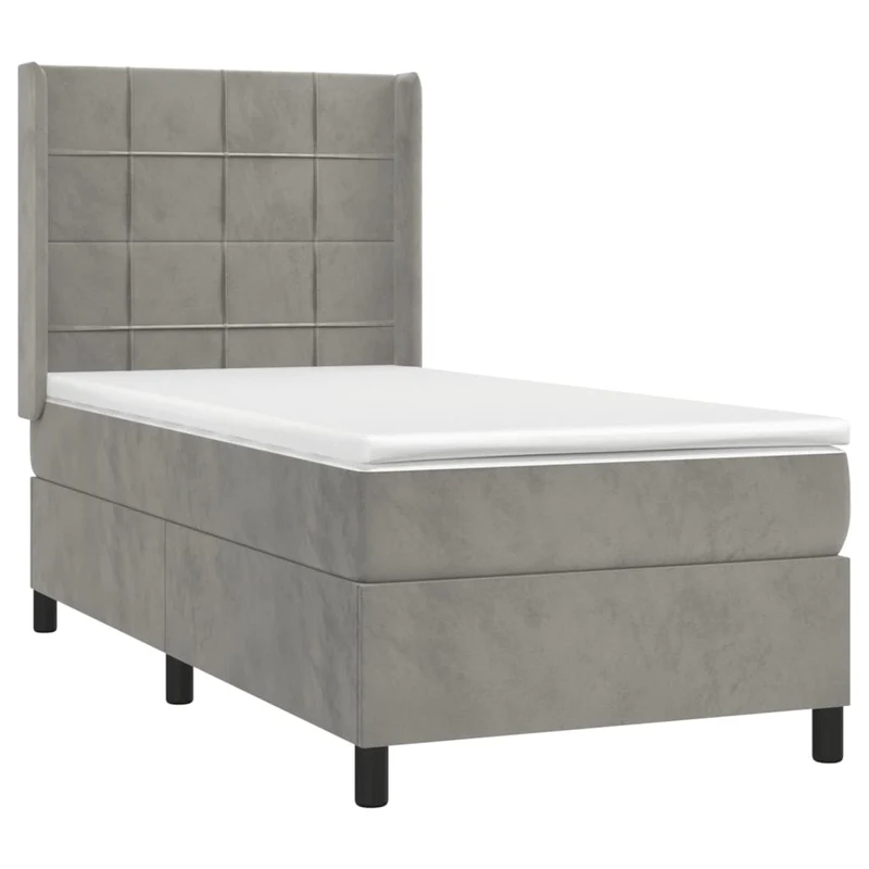 Cadre de lit LED avec sommier tête de lit matelas surmatelas 100x200 cm tissu velours gris clair TDL0207914