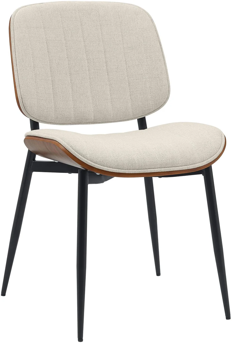 Chaise de salle à manger x1 design en tissu crème avec bois courbé noyer – Confort et élégance 10_0008765
