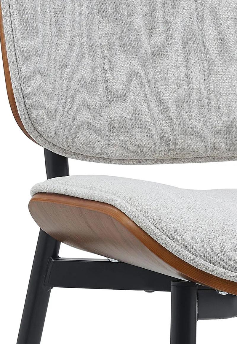 Chaise de salle à manger x1 design en tissu crème avec bois courbé noyer – Confort et élégance 10_0008765
