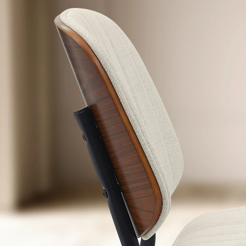 Chaise de salle à manger x1 design en tissu crème avec bois courbé noyer – Confort et élégance 10_0008765