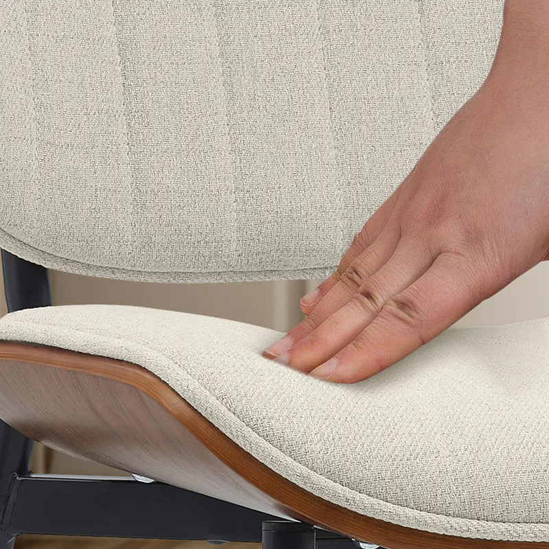 Chaise de salle à manger x1 design en tissu crème avec bois courbé noyer – Confort et élégance 10_0008765