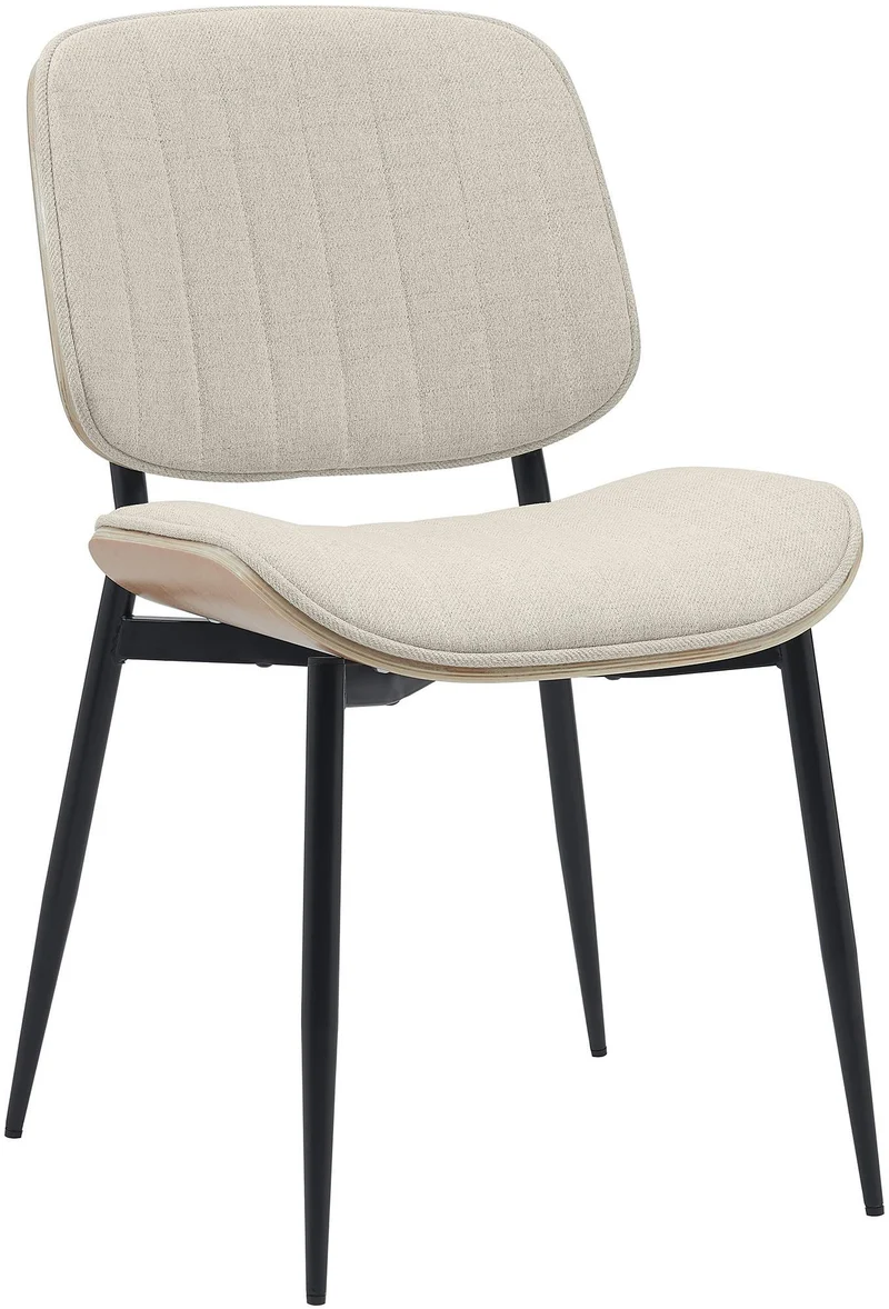 Chaise de salle à manger x1 design en tissu crème avec bois courbé clair – Confort et élégance 10_0008435