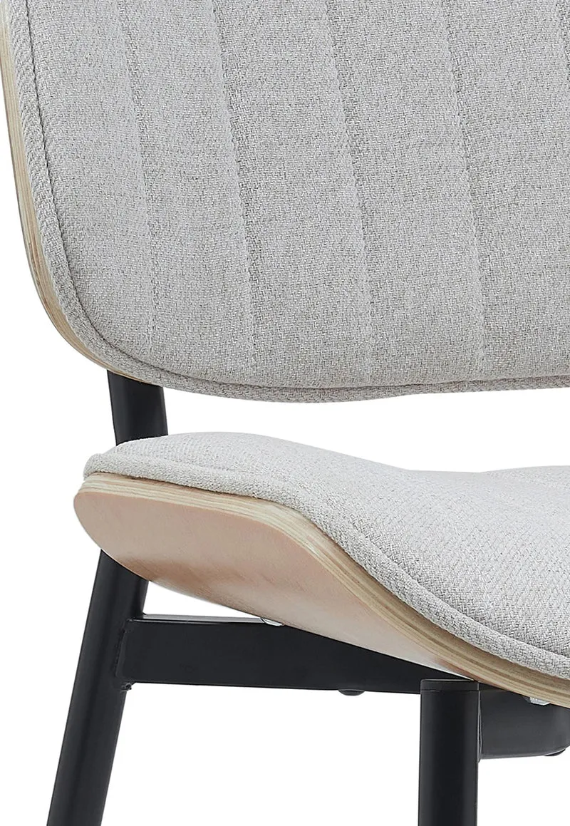 Chaise de salle à manger x1 design en tissu crème avec bois courbé clair – Confort et élégance 10_0008435