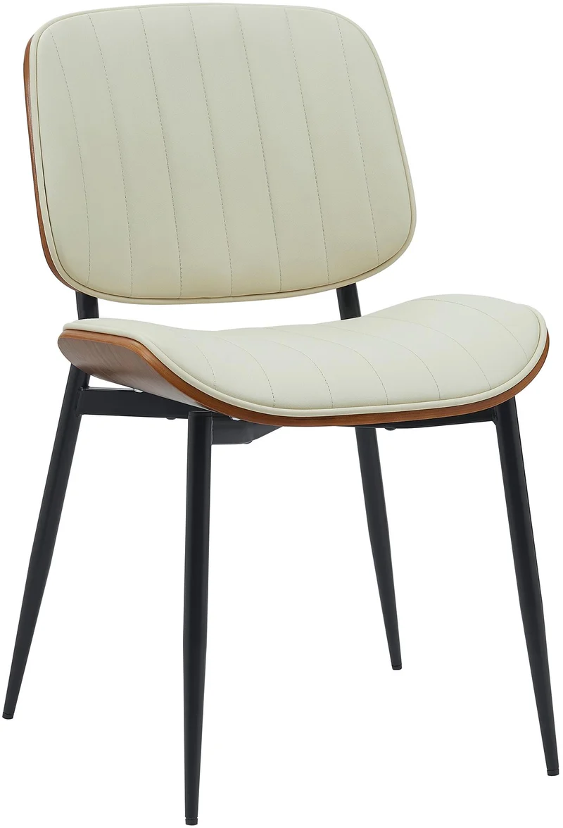 Chaise de salle à manger x1 design en PU crème avec bois courbé noyer – Confort et élégance 10_0008305
