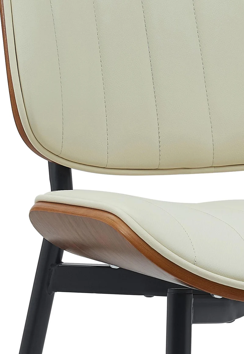 Chaise de salle à manger x1 design en PU crème avec bois courbé noyer – Confort et élégance 10_0008305