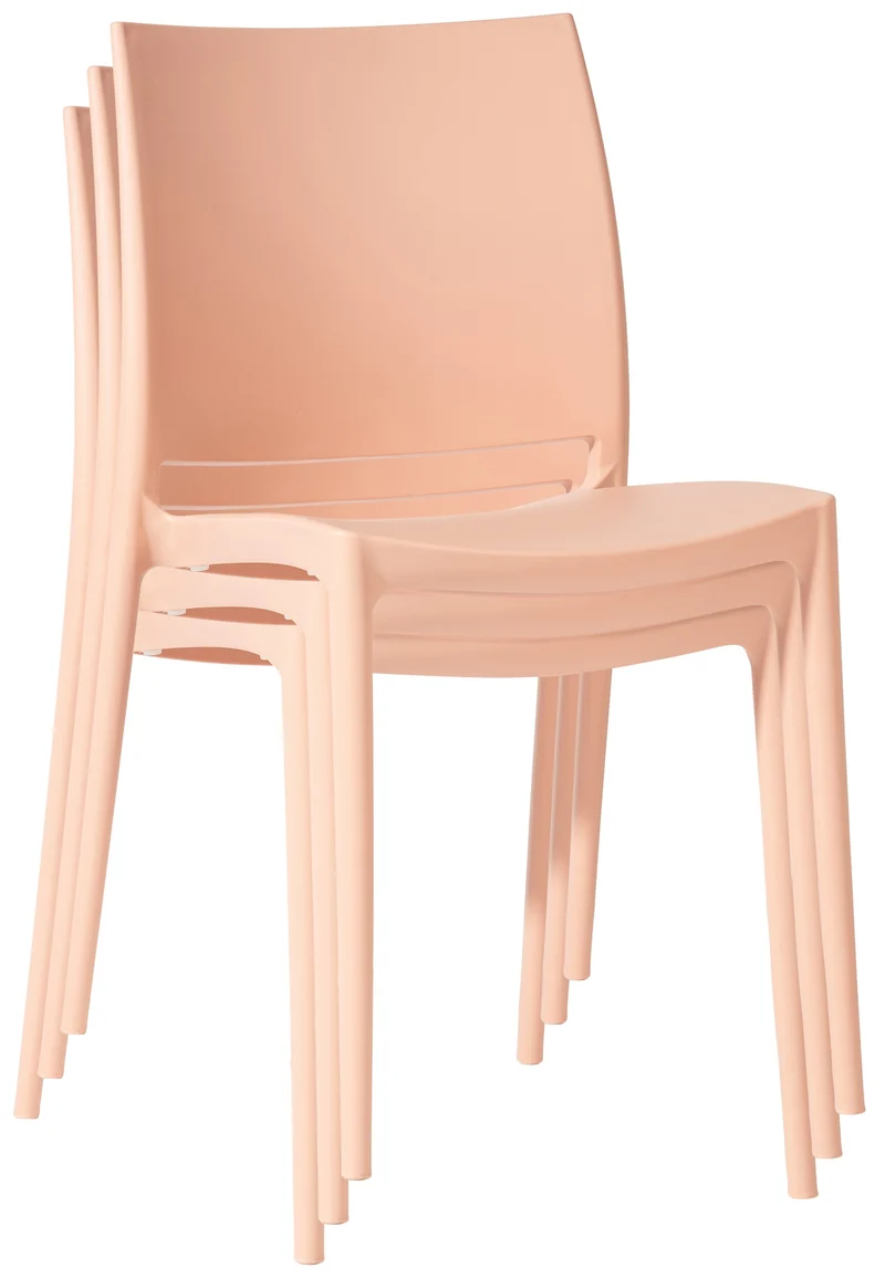 Lot de 2 chaises empilable design en plastique couleur pêche résistant aux UV – jardin terrasse et intérieur 10_0007917