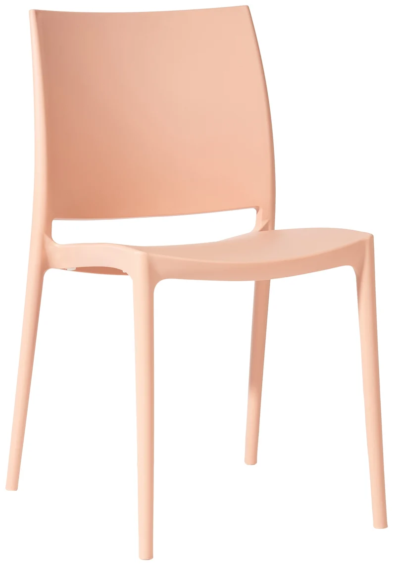 Chaise empilable design en plastique couleur pêche résistant aux UV – jardin terrasse et intérieur 10_0007896
