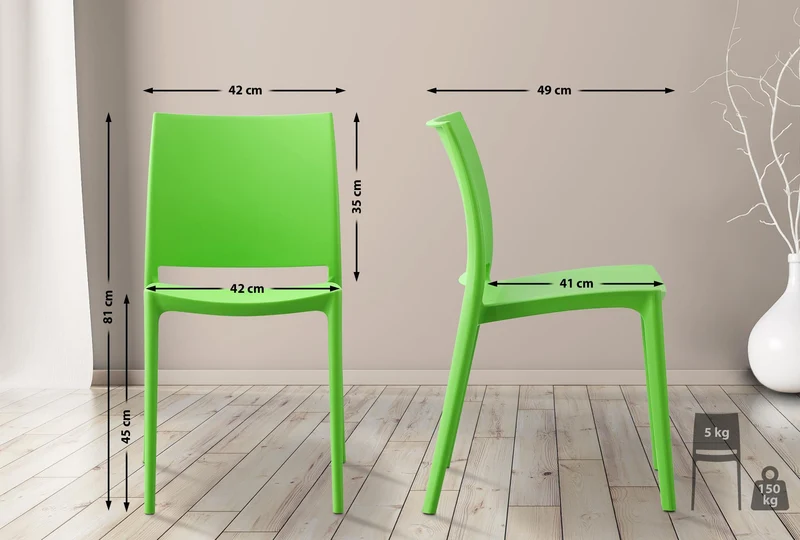 Chaise empilable design en plastique couleur vert résistant aux UV – jardin terrasse et intérieur 10_0007891