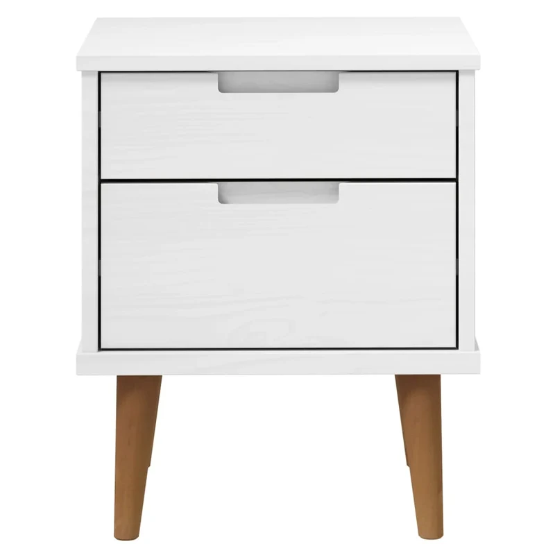 Table de chevet avec deux tiroirs 40 x 35 x 48 cm bois de pin blanc DEC034145