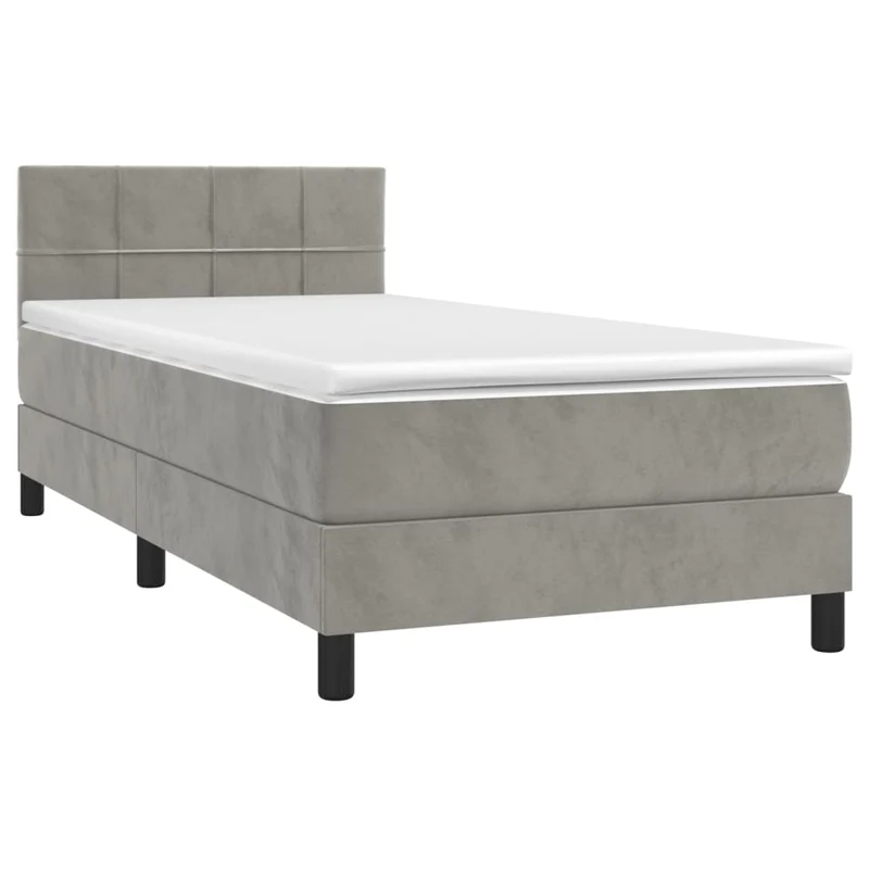 Cadre de lit LED avec sommier tête de lit matelas surmatelas 100x200 cm tissu velours gris clair TDL0207911