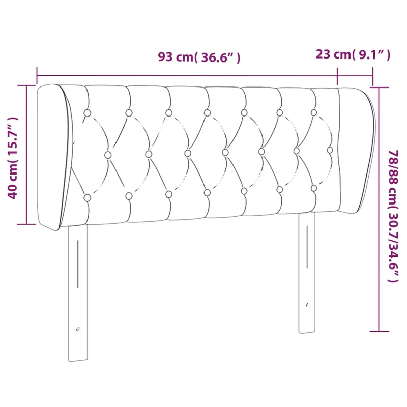 Tête de lit accessoire couchage chambre à coucher meuble capitonné avec rebord latéral 93 x 23 x 78/88 cm tissu marron foncé TDL0204638