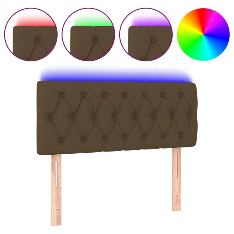 Tête de lit accessoire couchage chambre à coucher meuble à LED 90 x 7 x 78/88 cm tissu marron foncé TDL0200778