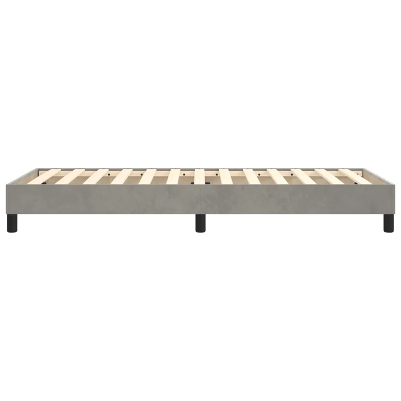 Sommier à lattes sur pieds cadre de lit 100x200 cm tissu velours gris clair TDL0207207