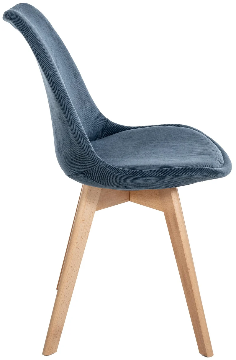 Lot de 4 chaises de salle à manger style scandinave en velours côtelé bleu foncé CDS10391