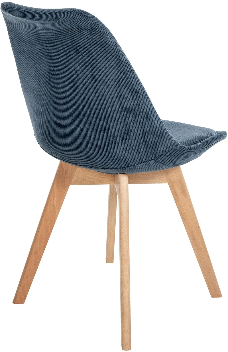 Lot de 4 chaises de salle à manger style scandinave en velours côtelé bleu foncé CDS10391