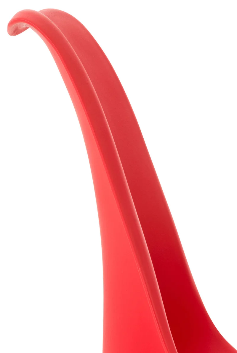Lot de 4 chaises de salle à manger cuisine ou bureau en plastique et synthétique rouge pieds en bois 10_0000968
