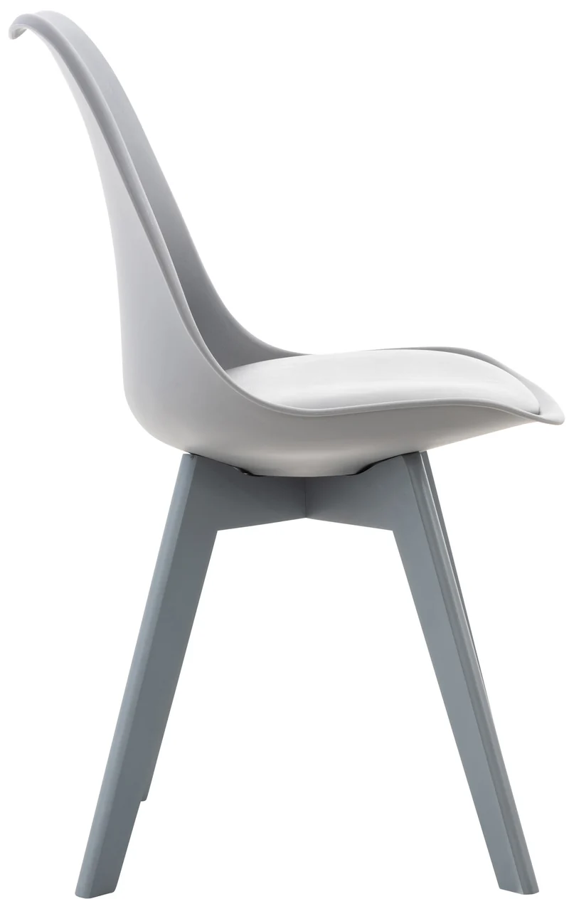 Lot de 4 chaises de salle à manger cuisine ou bureau en plastique et synthétique gris pieds en bois 10_0000388