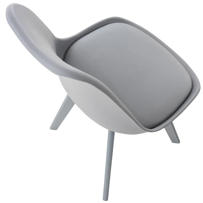 Lot de 4 chaises de salle à manger cuisine ou bureau en plastique et synthétique gris pieds en bois 10_0000388