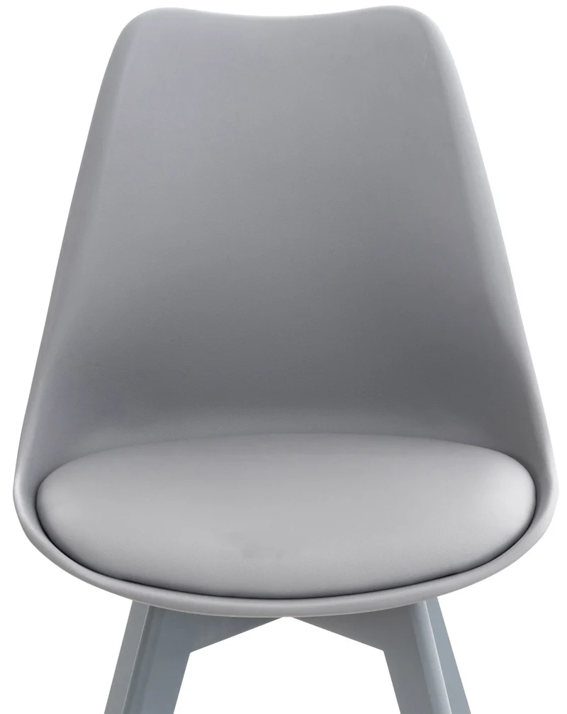 Lot de 4 chaises de salle à manger cuisine ou bureau en plastique et synthétique gris pieds en bois 10_0000388